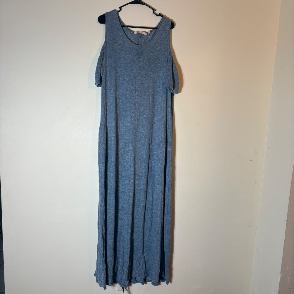 Soft Surroundings Electra Blue Jersey‎ Knit Cold-Shoulder Maxi Dress 1X